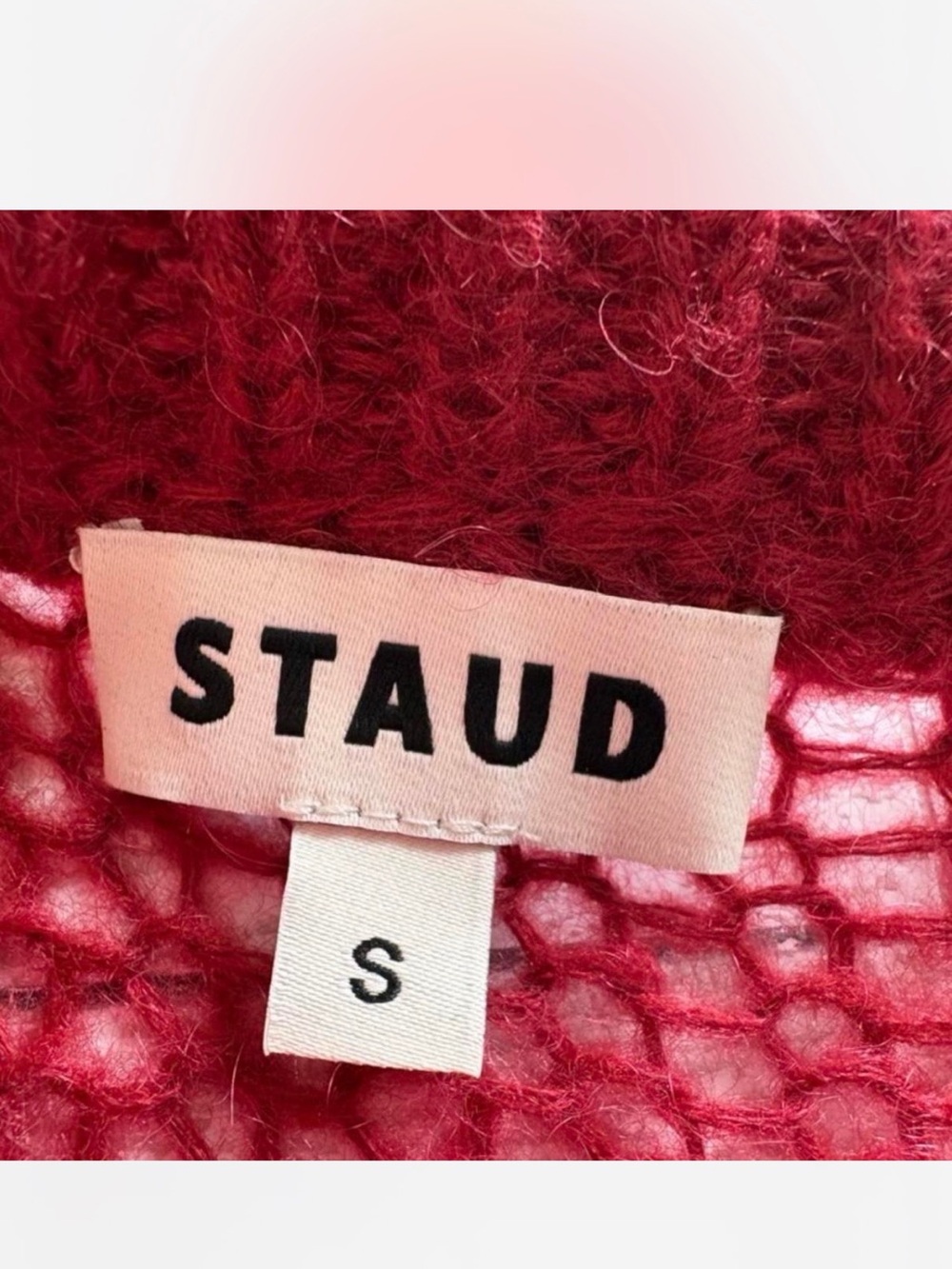Staud Tessa Striped Mohair Wool Open Knit Off Shoulder Sweater Small
